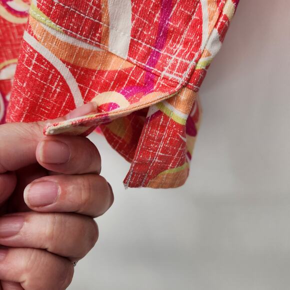 Ruby Rd Coral Orange Swirl Cropped Twill Jacket Women's 14 - Picture 8 of 10